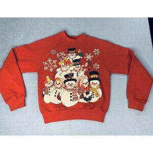 Jerzees Red Kids Snowman Sweater